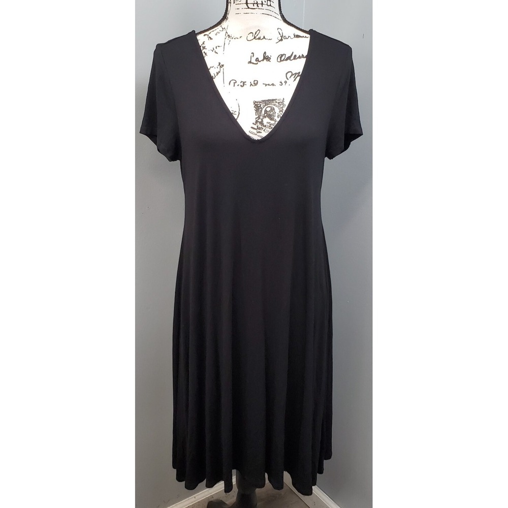Torrid Knee Length Loose T-Shirt Cameroon Swing Dress Womens 00 Black Stretch
